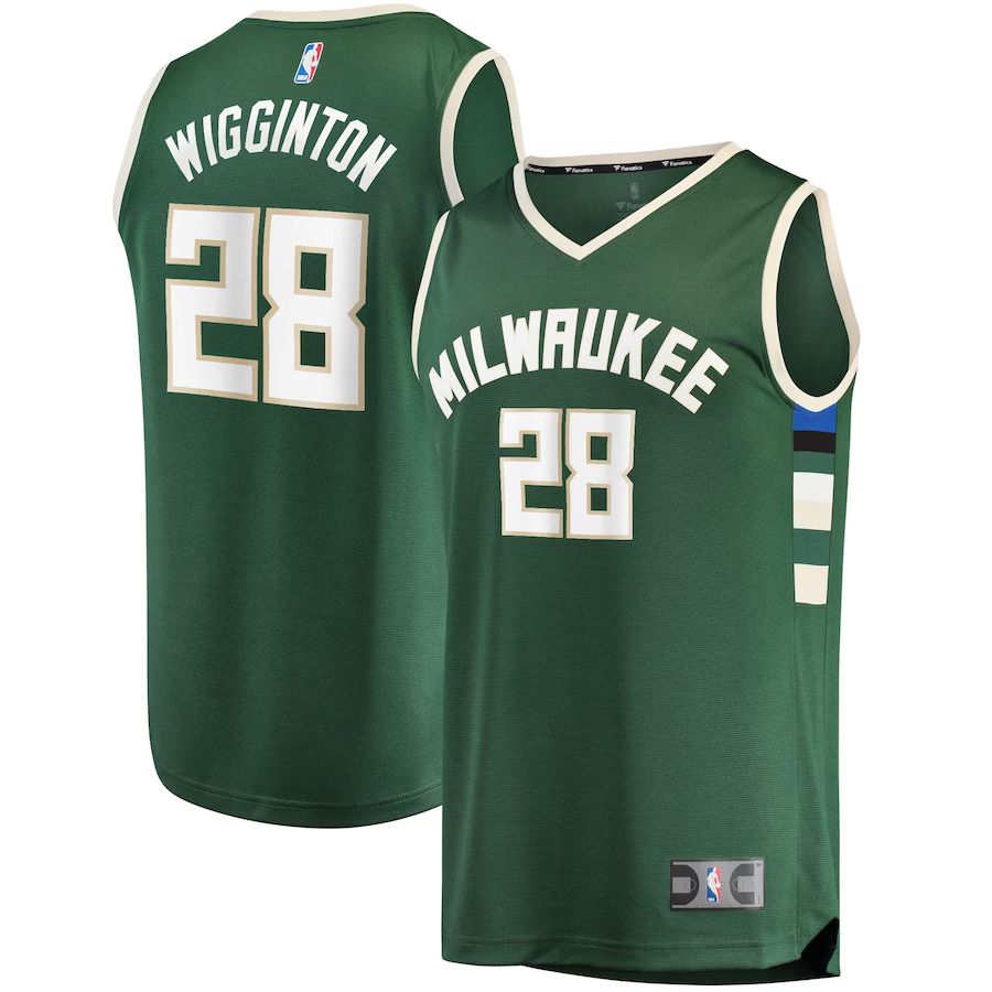 Men Milwaukee Bucks #28 Lindell Wigginton Fanatics Branded Green Fast Break Replica NBA Jersey
